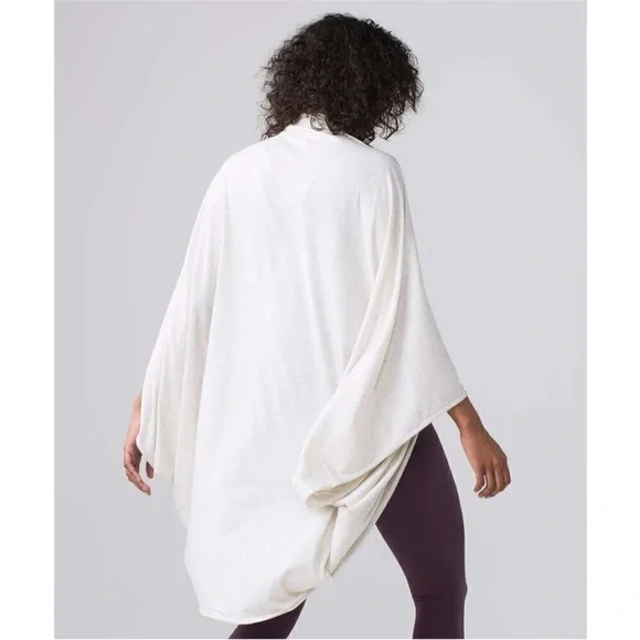 Lululemon 2 Way Sage Scarf Cotton Wee Stripe Heathered Grey White Wrap One Size - Picture 3 of 8